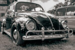antique car, dare, automobile, historical, black-and-white, old, vehicle, vw, beetle